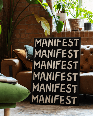 Manifest Print. Manifest poster. Black and cream manifestation art print in apartment. Spiritual poster. Positive print.