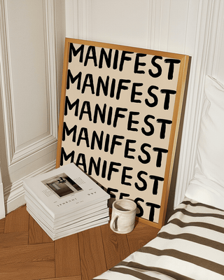 Manifest Print. Manifest poster. Cream typographic manifestation art print. Spiritual poster. Positive print in bedroom decor.