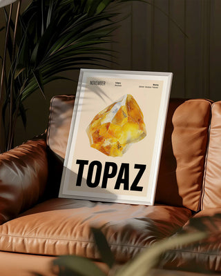 Dopamine decor wall art print featuring personalised topaz November birthday design.