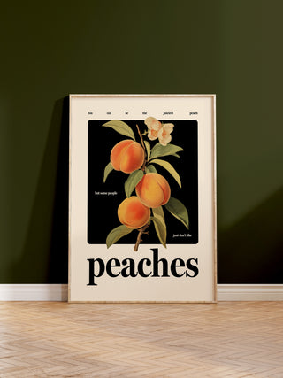 Contemporary typographic art print with peach illustration and black lettering with positive quote.