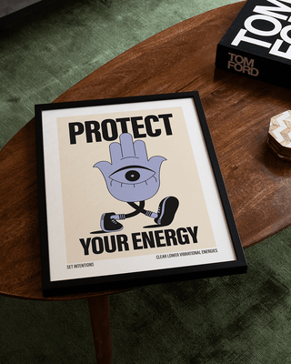 Hamsa Hand protect your energy print. Protect your peace poster. Spiritual poster. Positive print. Yoga art print in purple