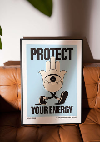 Hamsa Hand protect your energy print. Protect your peace poster. Spiritual poster. Positive print collection. Evil eye artprint