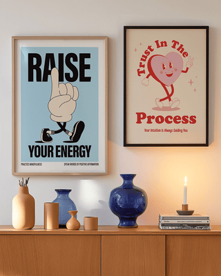 Retro positive affirmations poster, art print gallery wall