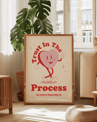 Trust the process print, positive affirmations print, mindfulness poster. Mental health positive art print gifts. Quote print in living room decor.