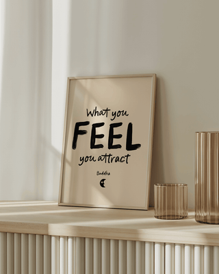 What you feel Buddha quote art print, boho style home decor. Manifest, law of attraction wall art.