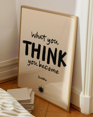 Buddha quote in bedroom what you think you become
