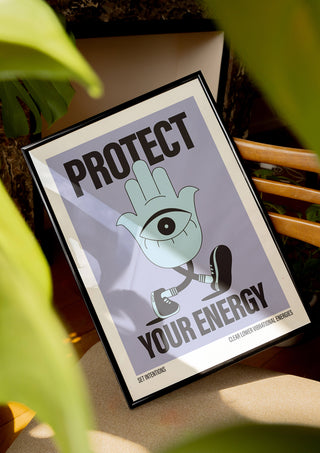 Hamsa Hand protect your energy print. Protect your peace poster. Spiritual poster. Positive print. Evil eye artprint