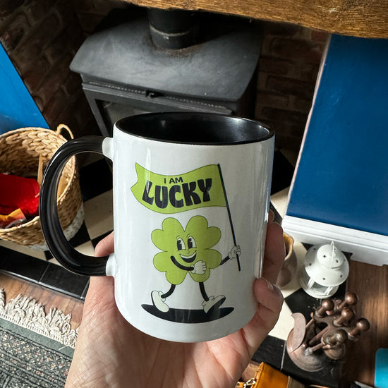 Lucky girl syndrome mug, I am lucky positive affirmations mug. wellbeing mug
