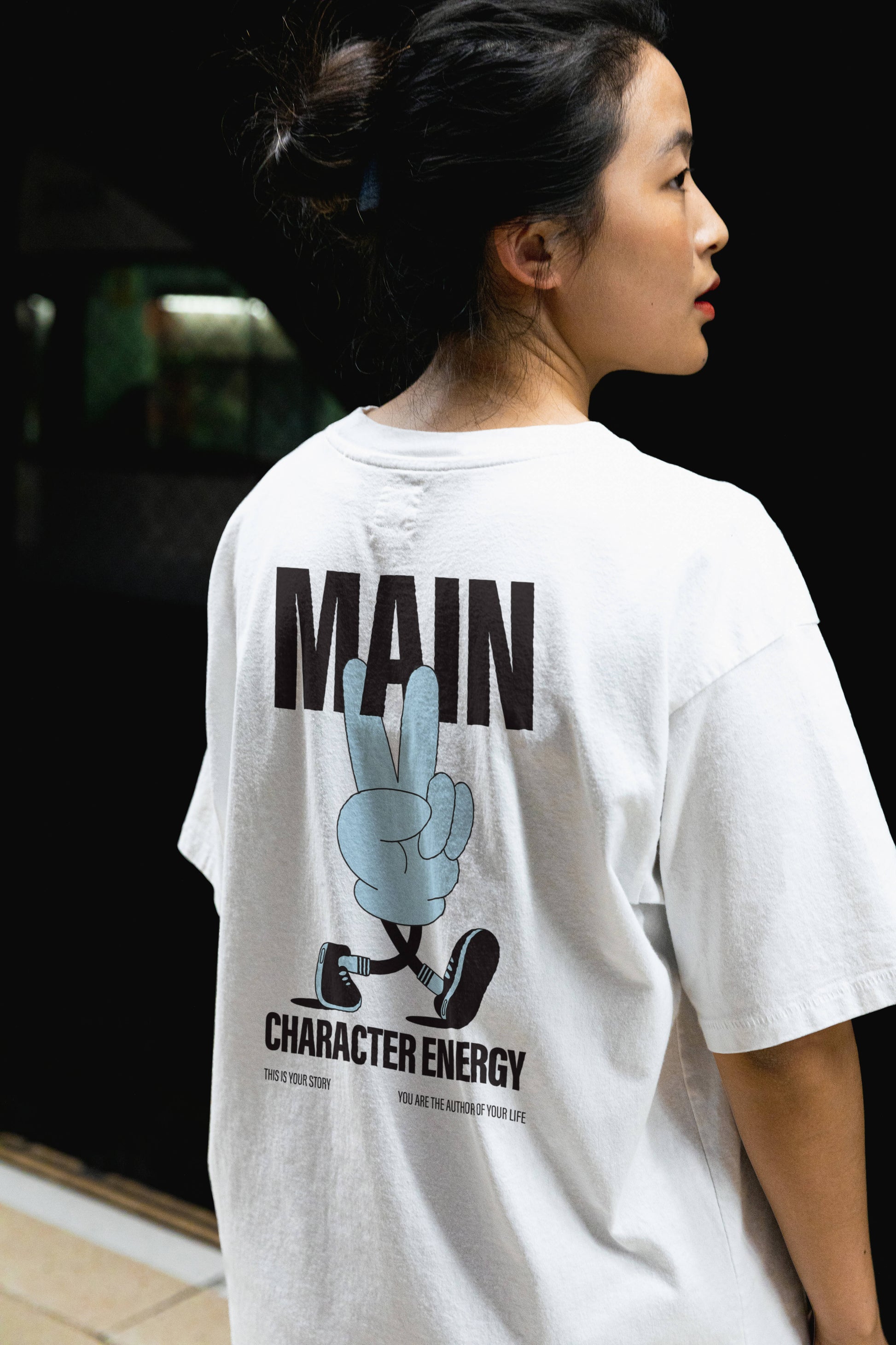 Main character energy tee in blue, energy affirmations