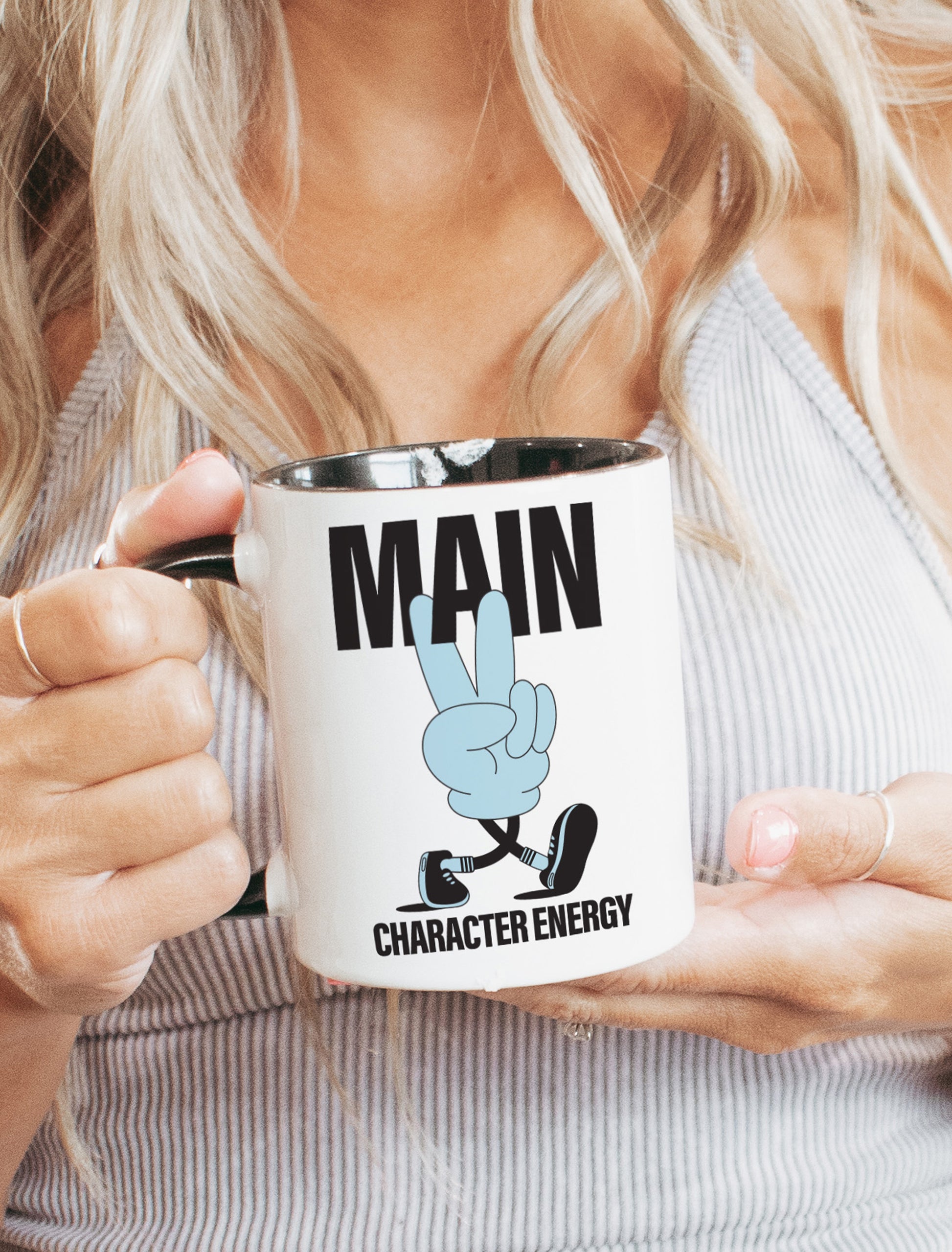 Main character energy blue mug. energy affirmations