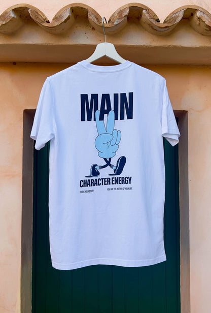 Main character energy tee in blue on holiday