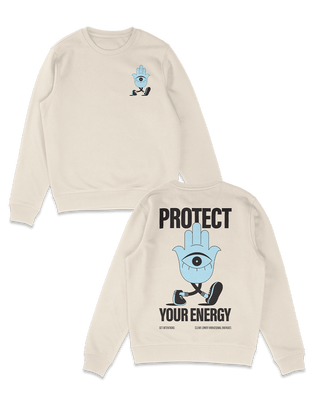 Protect your energy hamsa hand sweater in vintage white