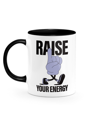 Raise your energy mug, positive affirmations mug in purple.