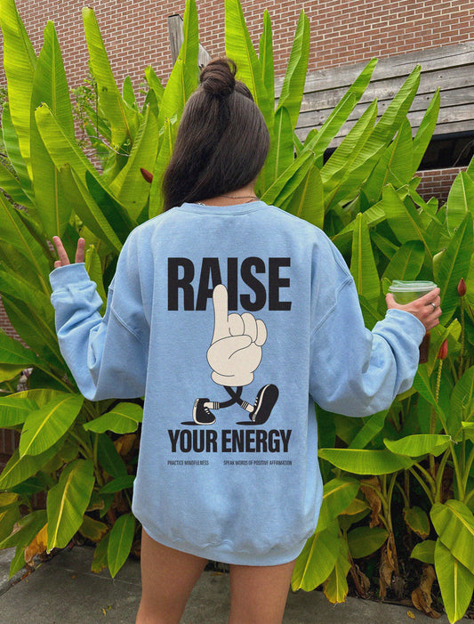 Raise your energy sweater, good energy retro mascot crewneck